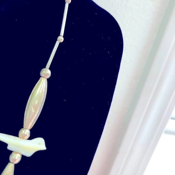 Vintage Sterling Silver & Carved Birds Necklace - Picture 2 of 7